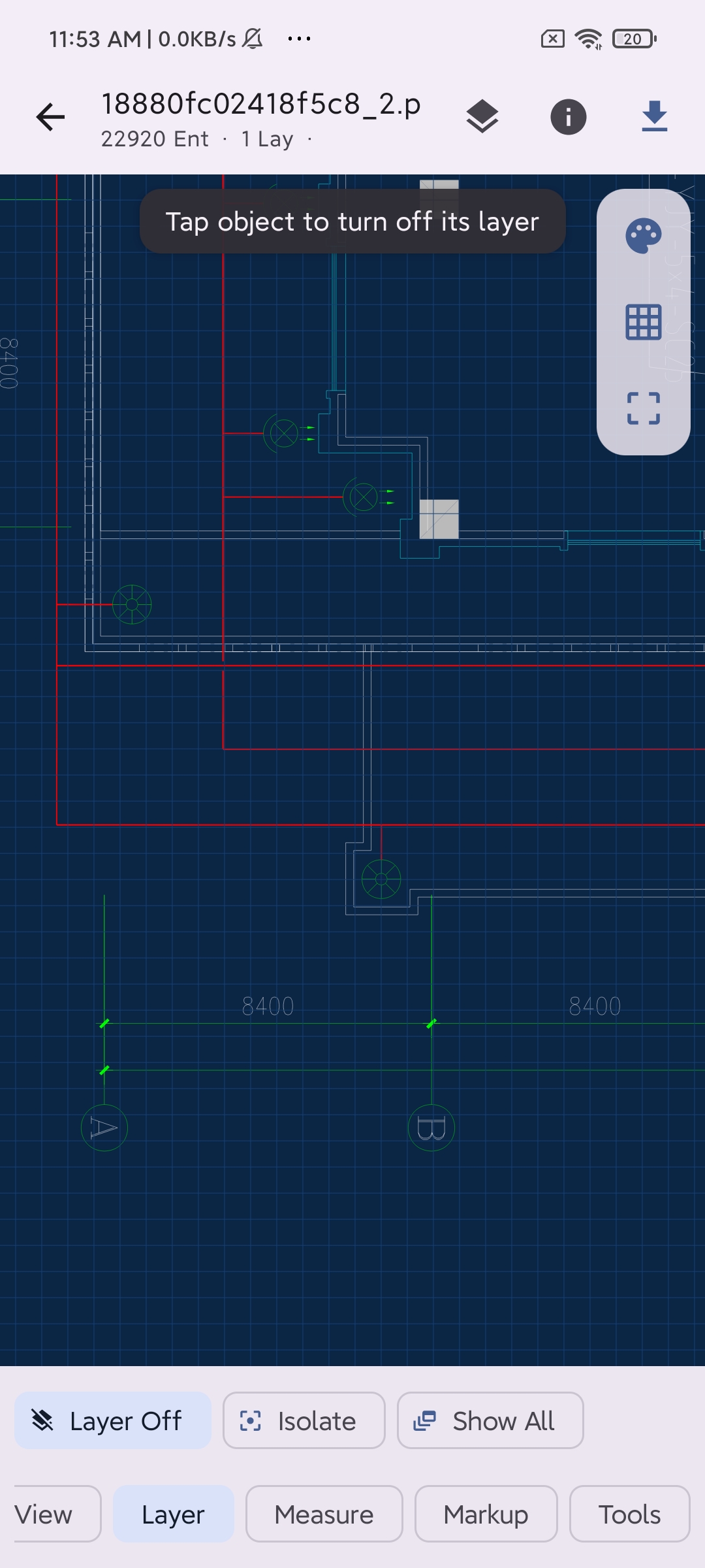 Hide, isolate or restore layers on the dark canvas